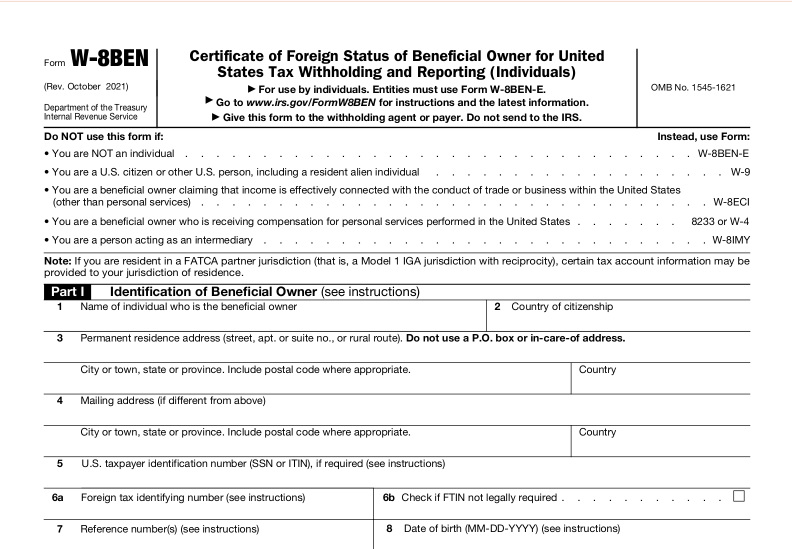 Form W-8BEN
